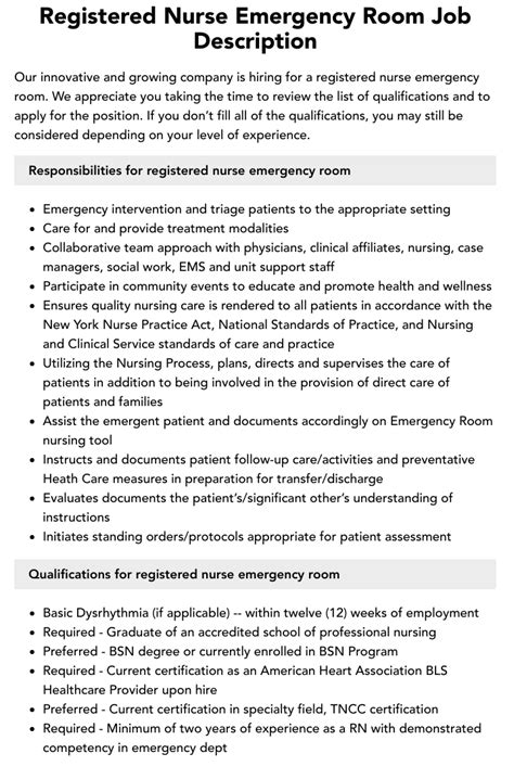 emergency room registered nurse jobs