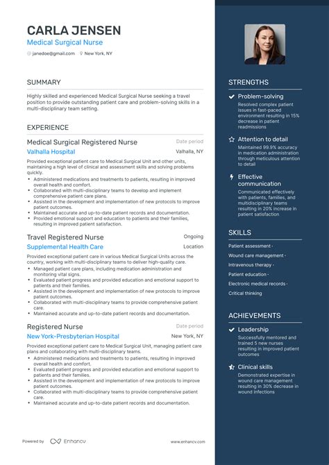 medical surgical registered nurse resume