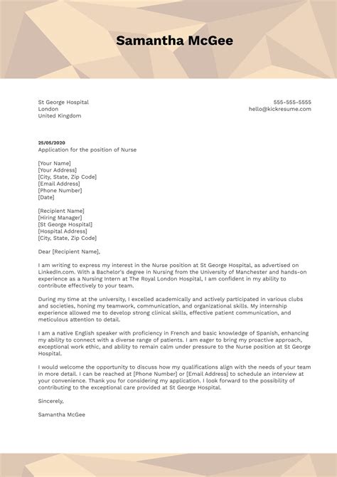 new grad registered nurse cover letter