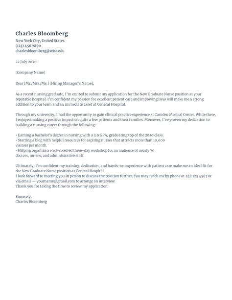 new graduate registered nurse cover letter