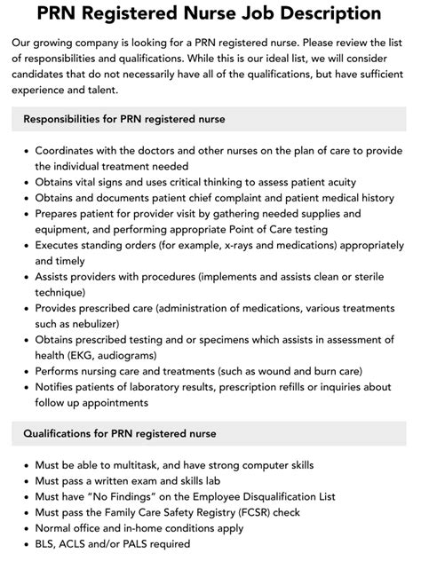 registered nurse prn jobs